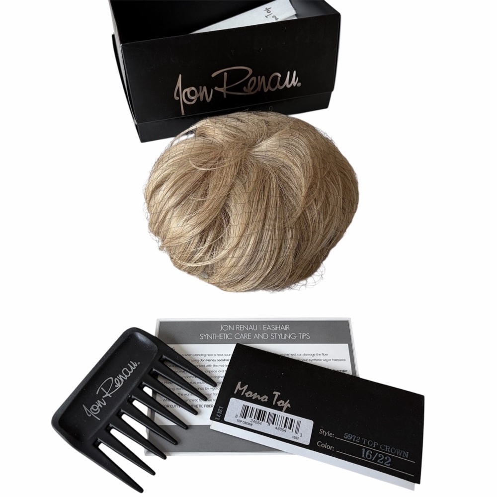 Jon Renau Mono Top Crown Synthetic Wig Topper #5972 Color 16/22 Banana Creme